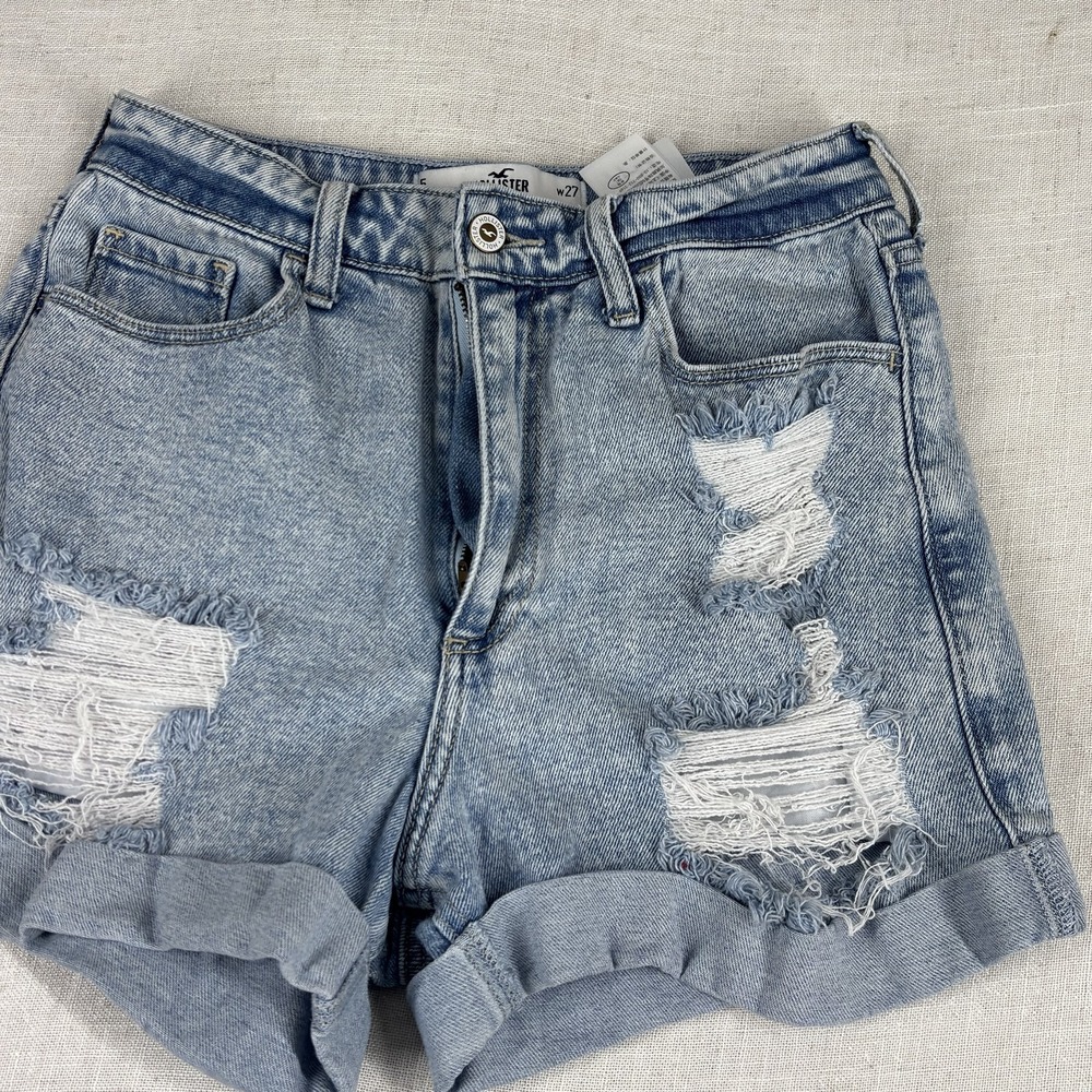 Hollister Shorts Womens 5 W27 Curvy Ultra High-Rise Mom Distressed Denim 3" Shor